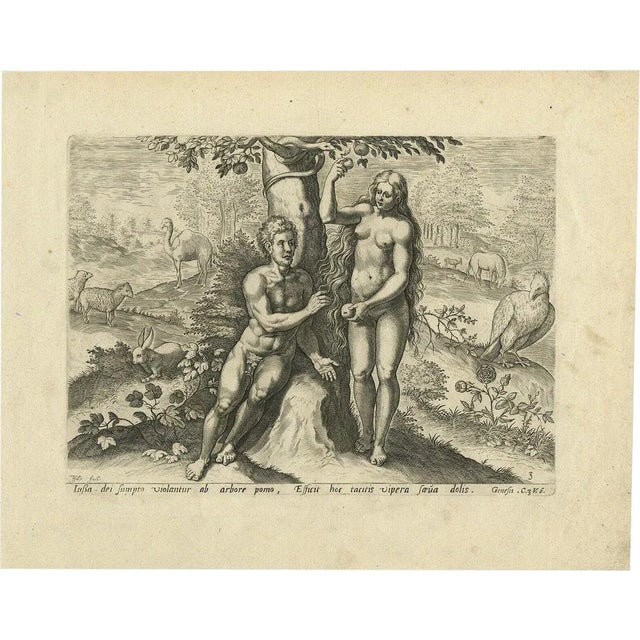 Adam and Eve Eating The Apple from The Tree, 1674, Print For Sale