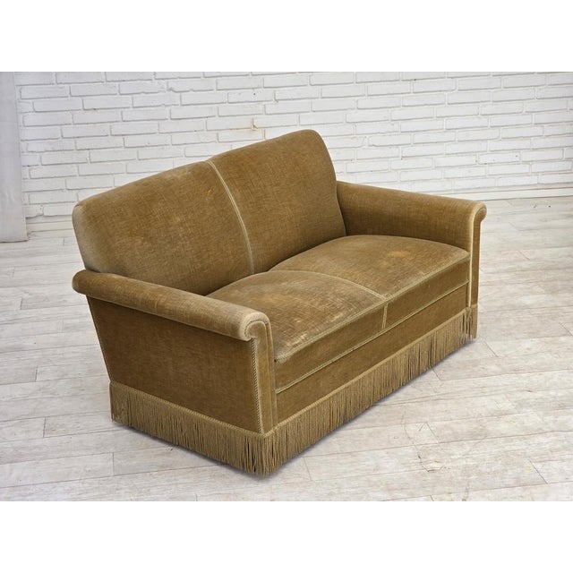 Danish 2-Seater Sofa in Green Furniture Velour, 1970s For Sale - Image 4 of 18