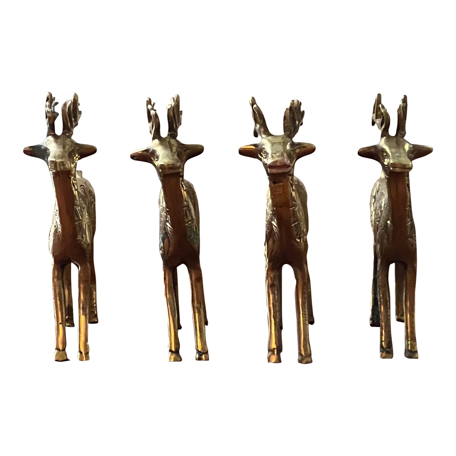Vintage Solid Brass Reindeer Set of Four Chairish