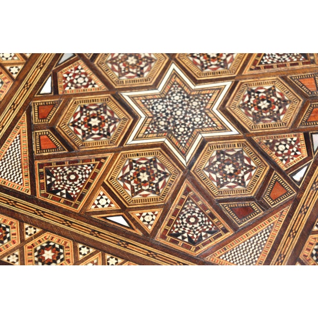 Brown Vintage Moroccan Inlaid Nesting Tables | Moorish Geometric Side Tables Set of 3 For Sale - Image 8 of 18