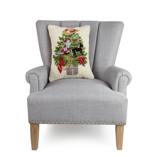 A festive way to spruce up your home for the holidays and winter season! 100% wool hooked throw pillow / accent pillow....