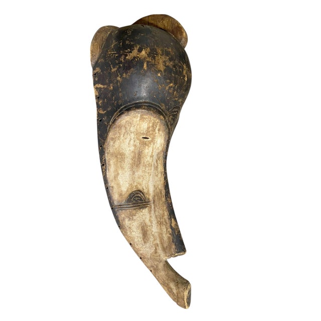 Vintage Fang Mask Elongated Face Gabon African Mask 29" H For Sale - Image 4 of 6