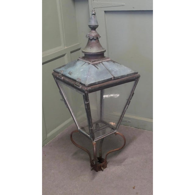 Victorian Copper Lantern, Street Light This is a Large Copper Street Light Lantern, it has glazed sides and sits on an...