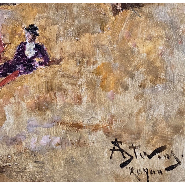 Wood Alfred Stevens —Romantic Couple Overlooking the Sea (Royan, 1897)—Oil Painting For Sale - Image 7 of 10