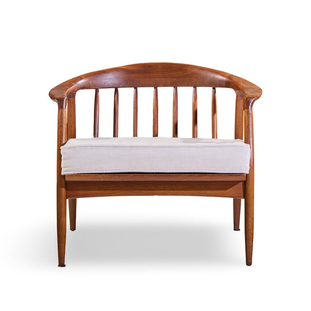 Mid 20th Century Milo Baughman for Thayer Coggin Mid Century Walnut Horseshoe Lounge Chairs - Pair For Sale - Image 5 of 12