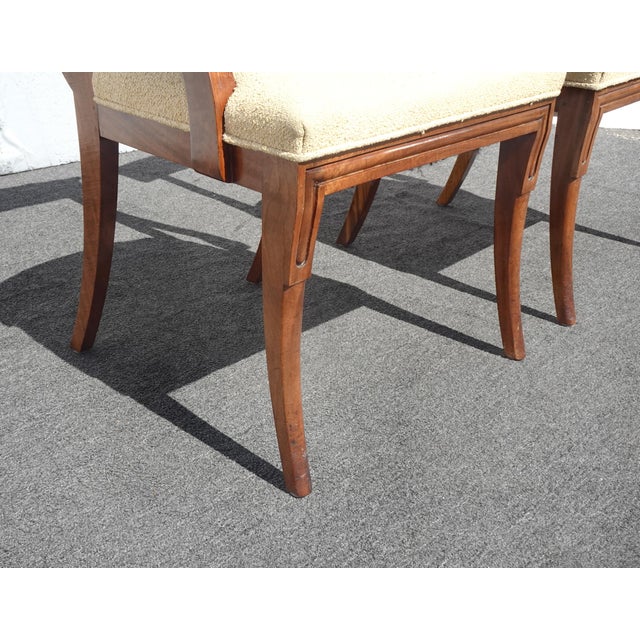 Pair of Vintage English French Country Elbow Scrolled Arm Chairs For Sale - Image 9 of 13