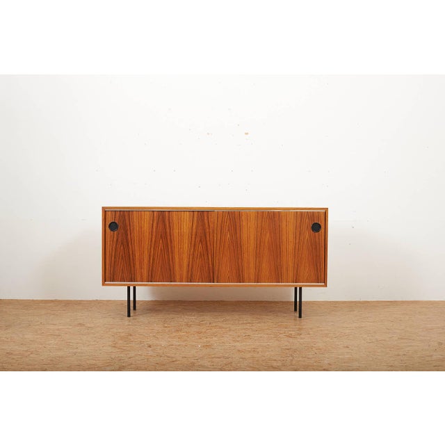 Schiebetürkorpus 943 Sideboard with Chrome-Plated Tubular Steel Legs and Rosewood Veneer by Kurt Thut for Thut Möbel,...
