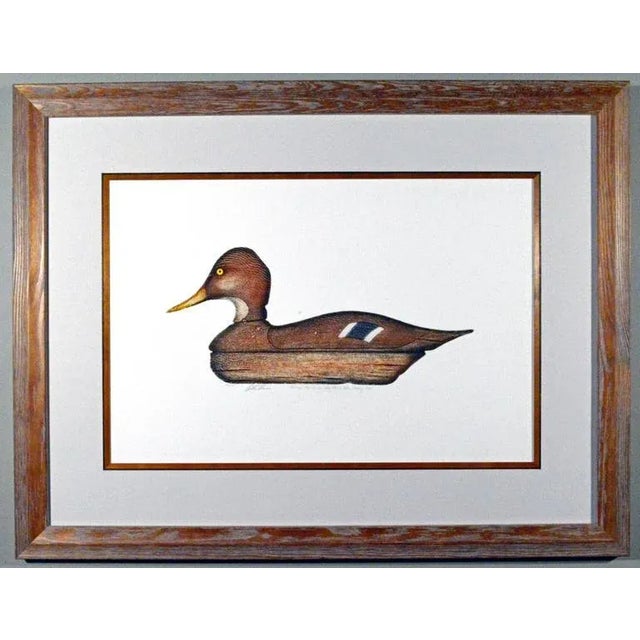 American Arthur Nevin Duck Decoy Print, Mallard Hen Decoy, Bay Head, New Jersey, Signed Color Etching, Framed For Sale - Image 3 of 6