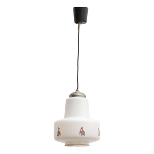 Vintage White Glass Pink Panther Ceiling Lamp, 1960s