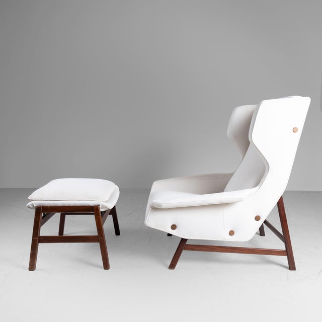 Mod. 877 Armchair and Pouf by Gianfranco Frattini for Cassina, 1959, Set of 2 For Sale - Image 14 of 16