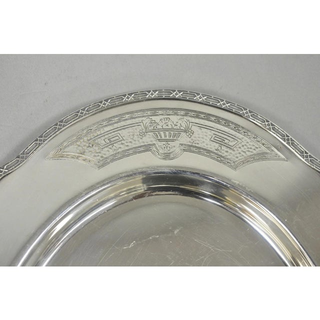 Vintage Victorian Benedict Hammer Craft 302 Silver Plated Harvest Serving Tray For Sale In Philadelphia - Image 6 of 11