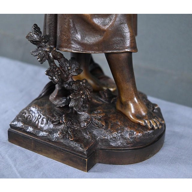 Late 19th Century Bronze Young Girl with a Basket from E. Bouret For Sale - Image 11 of 18