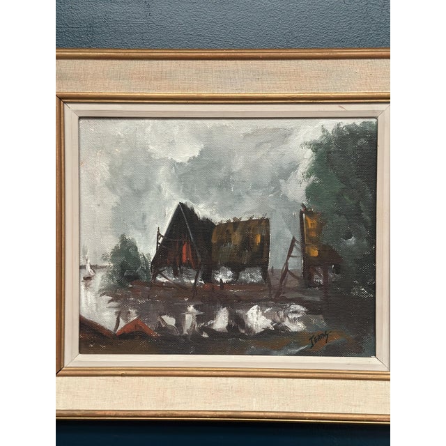 Jeams, Cabin by the Water, 1960s, Oil Painting on Panel, Framed For Sale - Image 13 of 18