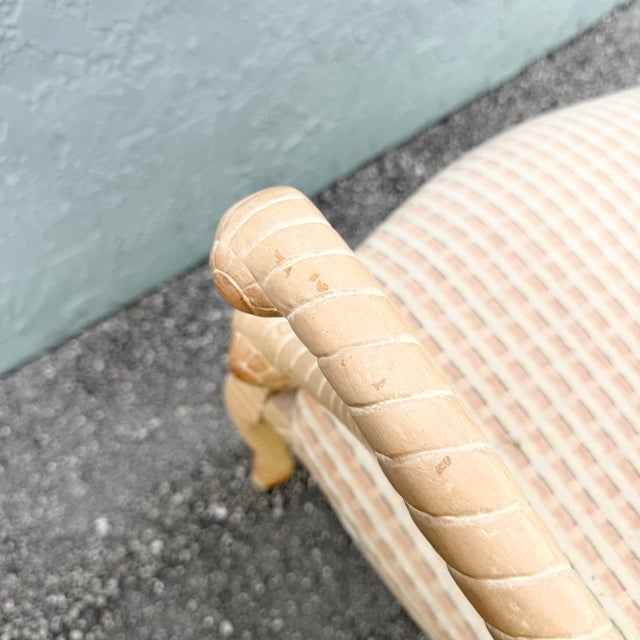 French Provincial Carved Wooden Twisted Rope Dining Chairs by Andre Originals - Set of 5 For Sale - Image 10 of 11