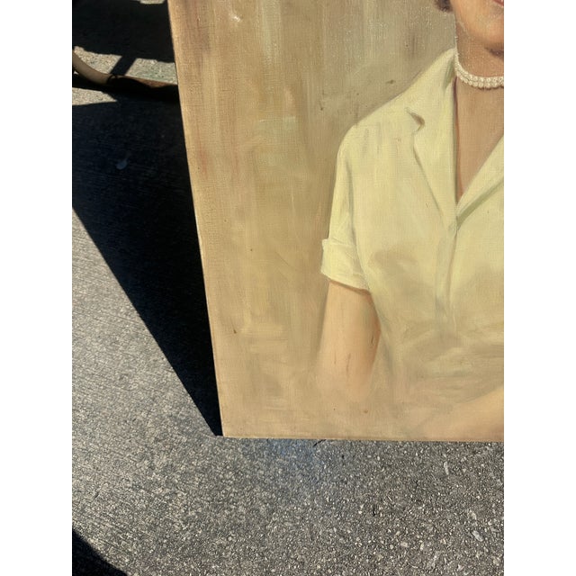 Vintage Portrait Painting of a Woman on Canvas, Signed by the Artist For Sale In Atlanta - Image 6 of 9