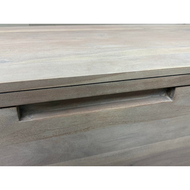 Cb2 Acacia White Washed Storage Bench For Sale - Image 9 of 12