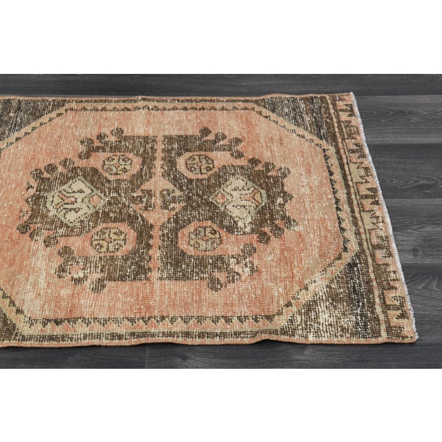 Orange 1970s Vintage Turkish Oushak Handmade Wool Cotton Orange Runner Rug For Sale - Image 8 of 11