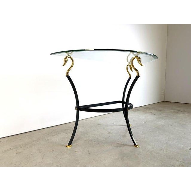 Metal Vintage Brass Swan Console Table in the style of Maison Jansen, 1980s For Sale - Image 7 of 12