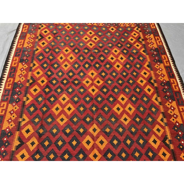 Tribal Handwoven Afghan Kilim Rug for Living Room | 7'1" X 8'11" For Sale - Image 4 of 8
