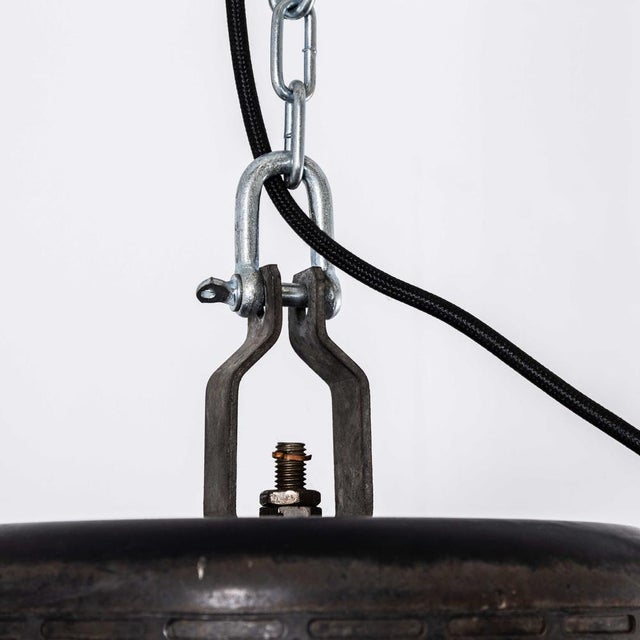 Metal Large Holophane Industrial Pendant Lamp with Grill Top, 1970s For Sale - Image 7 of 14