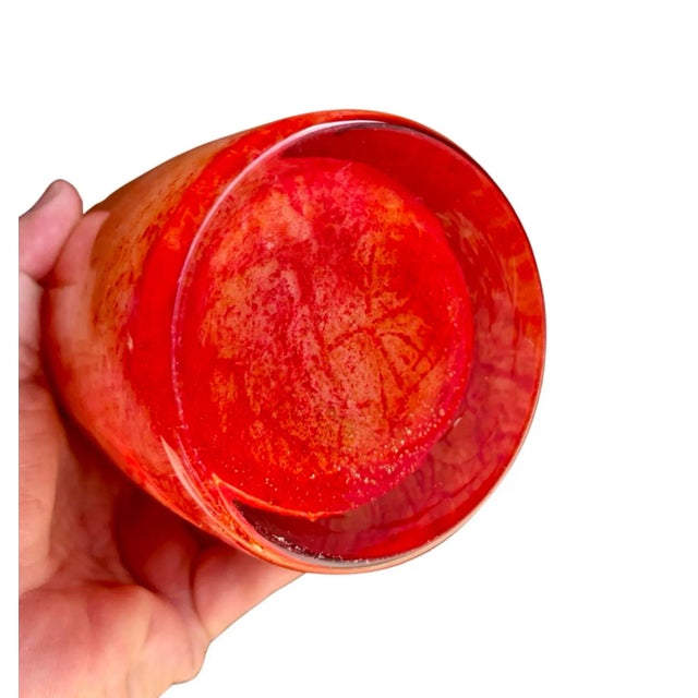 Late 20th Century Modern Contemporary Orange Speckle Milk Glass Vase For Sale - Image 5 of 5