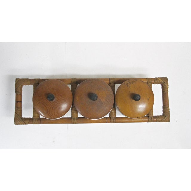 This is a set of vintage French ironstone apothecary jars that come with a wooden carrier - a rare find. The set includes...