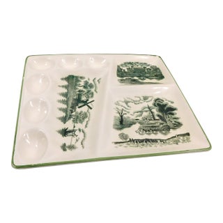 1930s Green and Cream Divided Serving Tray For Sale