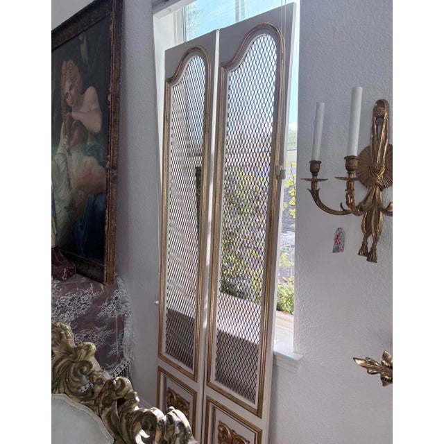Set of 4 Vintage European Style Gilt Architectural Panels With Metal Mesh For Sale In San Diego - Image 6 of 10