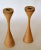 Mid-Century Modern Signed Scandinavian Modern Handcrafted Turned Wood and Brass Candle Holders Pair For Sale - Image 3 of 12