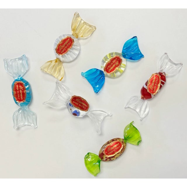 Mid 20th Century Vintage Colorful Murano Blown Glass Wrap Candies, Set of 6 For Sale - Image 5 of 5
