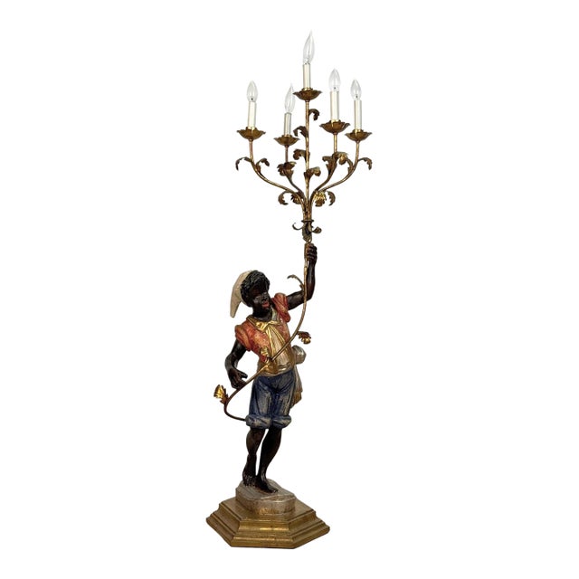 Vintage Italian Venetian Figural Boy Candelabra Table Lamp For Sale