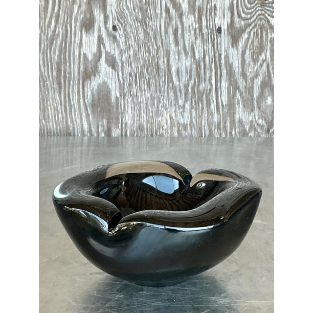 Vintage Boho Black Art Glass Bowl For Sale - Image 11 of 11