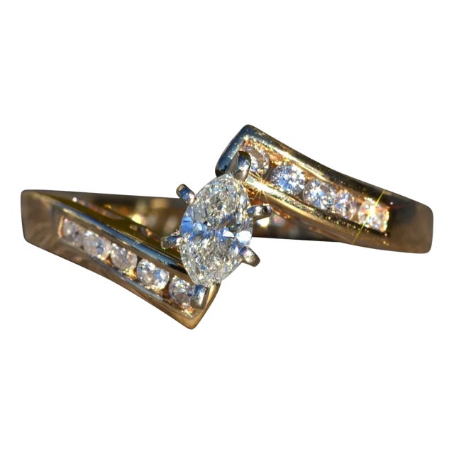 The Brookwood: Ladies 14K Bypass Style Diamond Engagement Ring For Sale