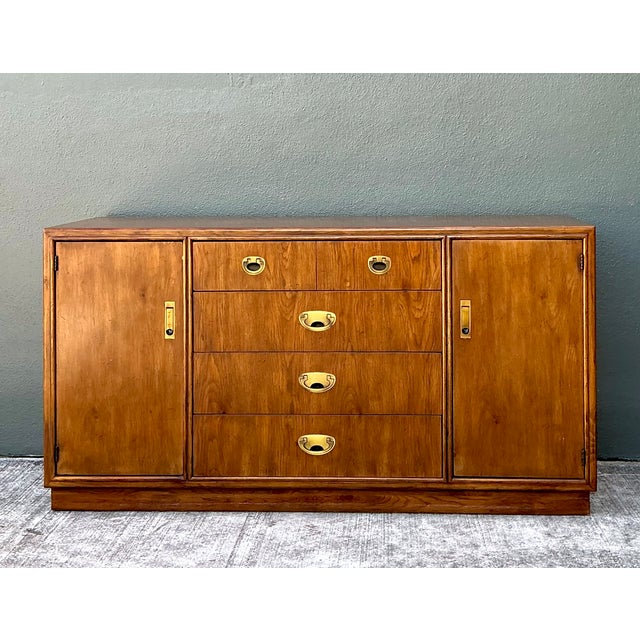 Vintage Drexel Campaign Sideboard With Brass Accents For Sale - Image 12 of 12
