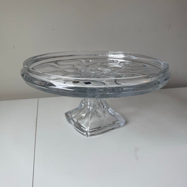 Mid-Century Modern 1980s Optic Bohemian Crystal Cake Stand For Sale - Image 3 of 7