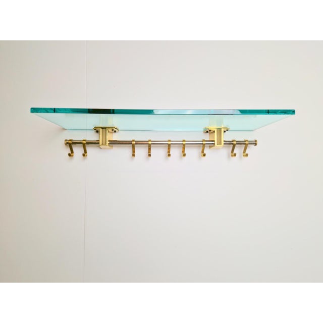 Gold Brass and Glass R14G Wall-Mounted Coat Rack from Peter Ghyczy, 1980s For Sale - Image 8 of 18