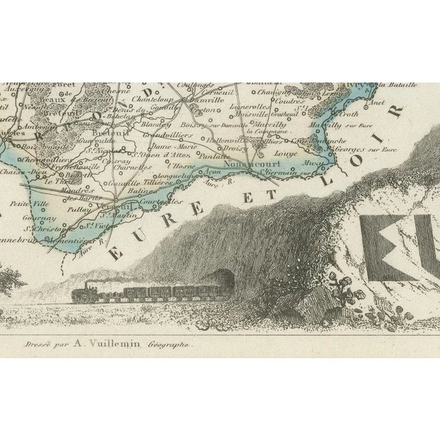 Map of Eure in France with Evreux, Poussin and Normandy Countryside, 19th Century For Sale - Image 4 of 10