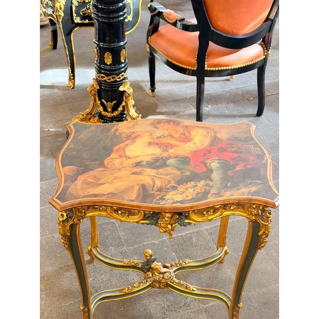 Vintage Romeo & Juliet Painted Cherub Table Green For Sale - Image 10 of 10