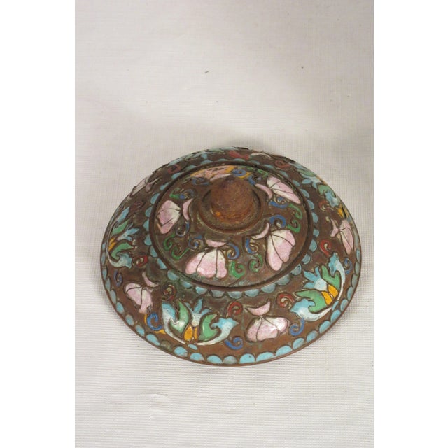 Asian 1910 Cloisonne Jar With Lid For Sale - Image 3 of 13