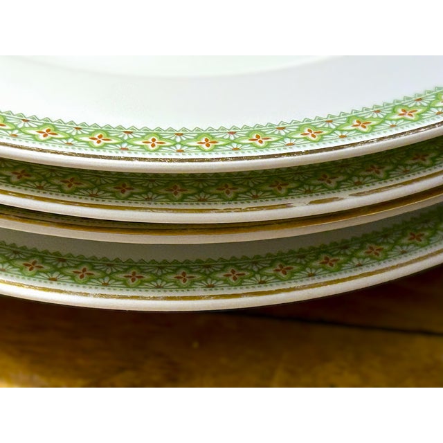 Late 19th Century Antique French Limoges, T&v, Green & Gold Dinner Plates - Set of 6 For Sale - Image 5 of 10