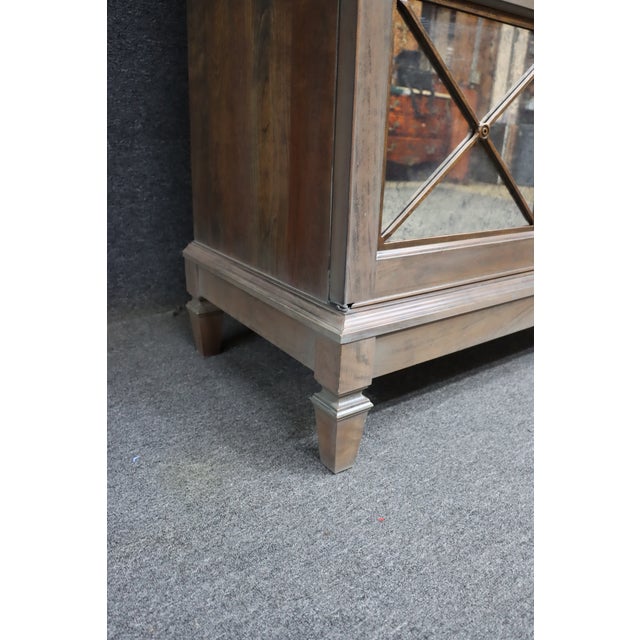 Contemporary Harden Director Style Cherry Armoire With Smoked Mirror Glass Doors For Sale - Image 3 of 17