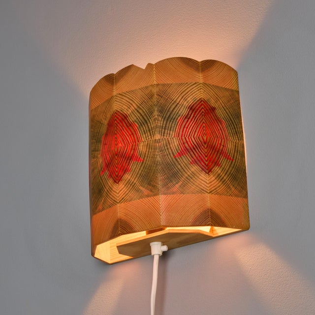 Hans-Agne Jakobsson 1960s Wood Wall Lamps Attributed to Hans-Agne Jakobsson for Ab Ellysett - a Pair For Sale - Image 4 of 18