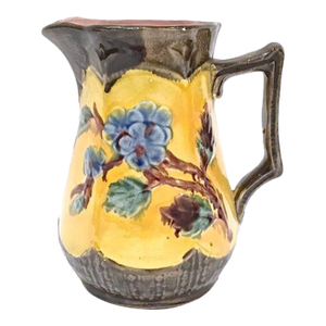 Antique Majolica Floral & Leaf Pitcher