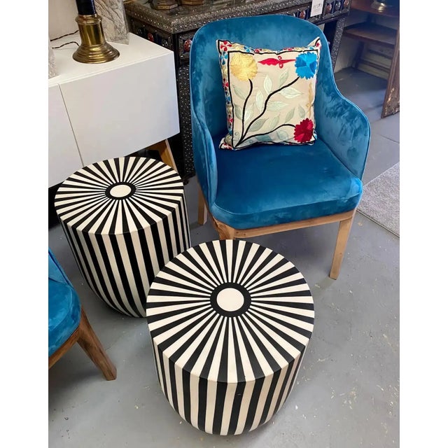 Art Deco Style Black and White Resin Side, End Table or Stool For Sale - Image 10 of 10