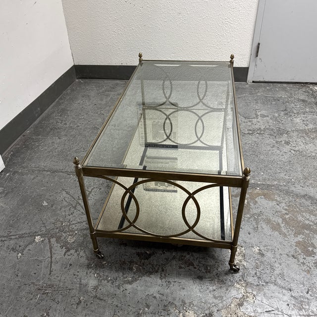 Hollywood Regency Metal + Mirrored Glass Cocktail Table, Vintage For Sale - Image 4 of 12