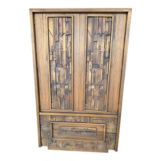 1970s Lane Brutalist-Style Pueblo Armoire For Sale