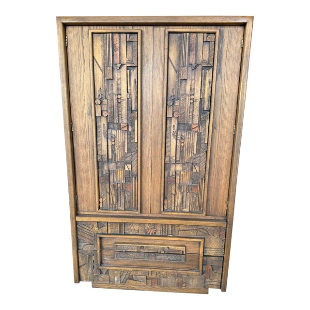 1970s Lane Brutalist-Style Pueblo Armoire For Sale