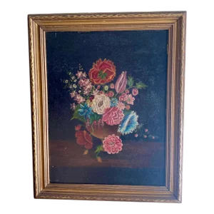 Antique Still Life Flower Painting Signed