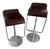 Attributed to LaPalma Lem Piston Bar or Counter Stool Dark Stained Oak and Stainless Steel (2 Available) For Sale