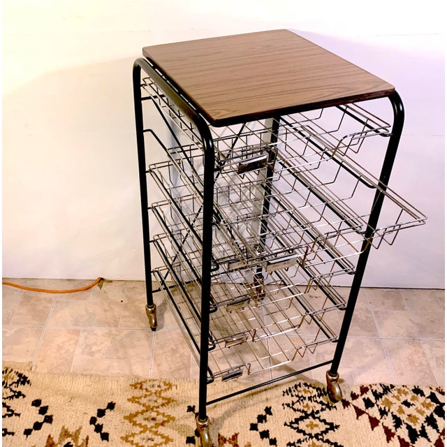 Mid-Century Modern Mid-Century Chrome, Six Trays Mail Cart, France For Sale - Image 3 of 6